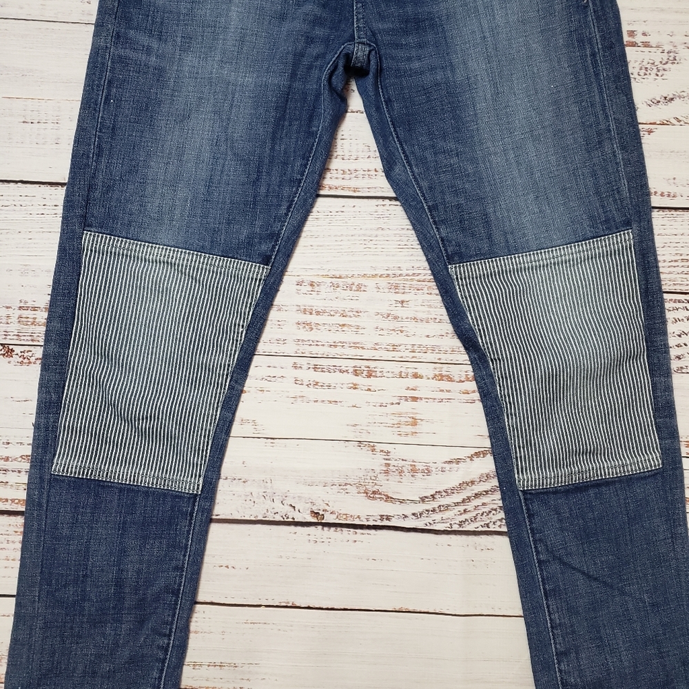Anthropologie Patchwork Boyfriend Jeans in Two-Tone Blue - Picture 6 of 13